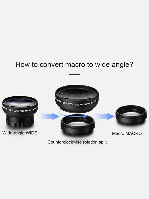 2 In 1 Phone Wide Angle Macro Clip Lens With Storage Bag
