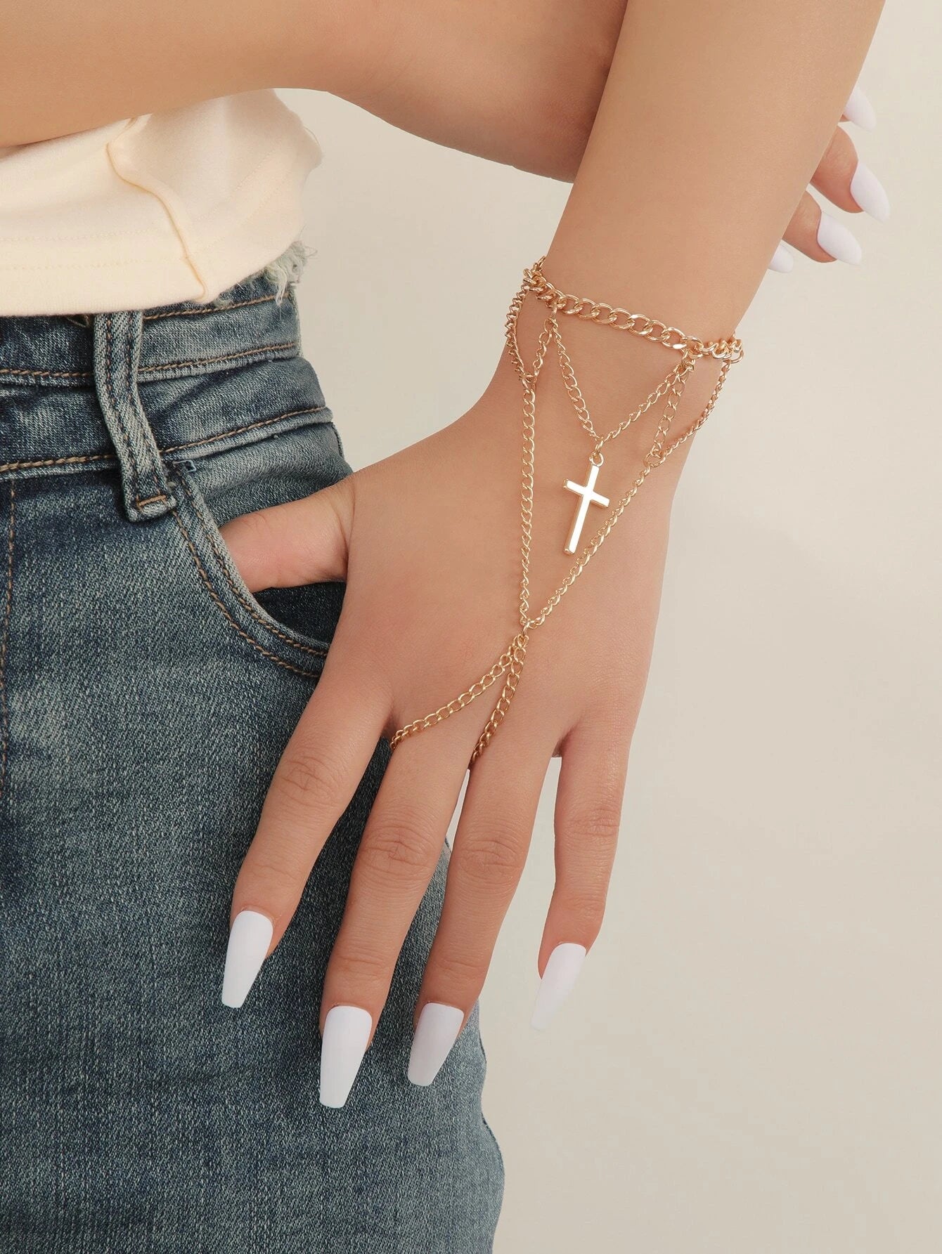 Cross Charm Mittens Bracelet