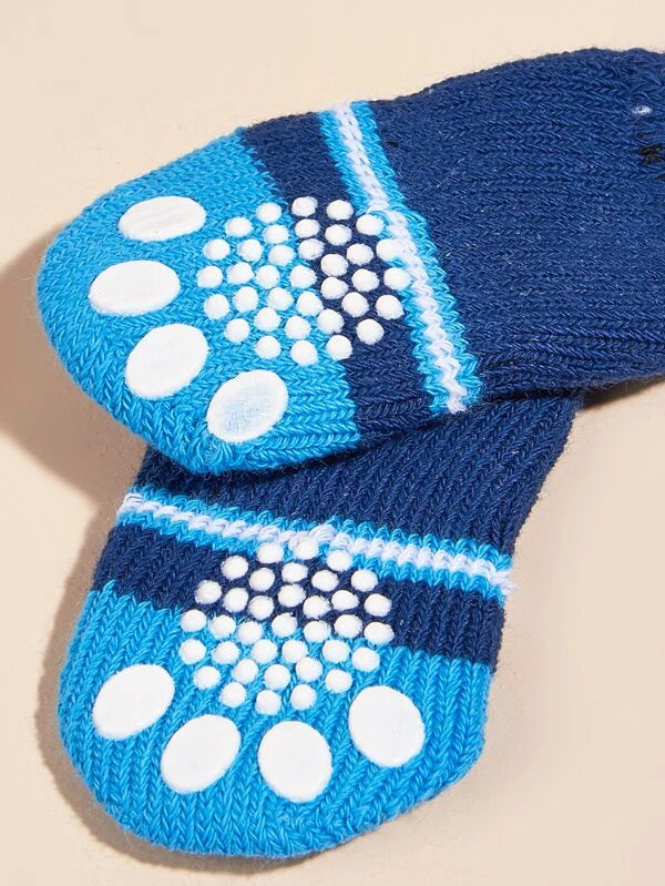 4pcs Bone Pattern Pet Socks (S-M)