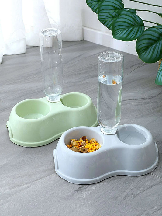 1pc Random Color Pet Bowl With 1pc Water Bottle,Cat Feeder Bowl, Dispenser Water Pet Bowl