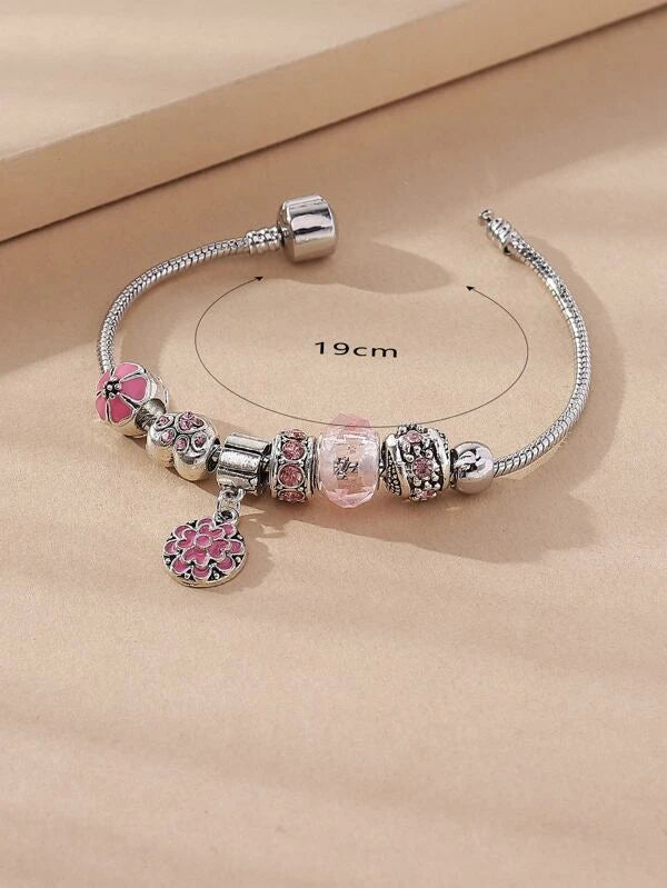 Flower & Rhinestone Decor Bracelet