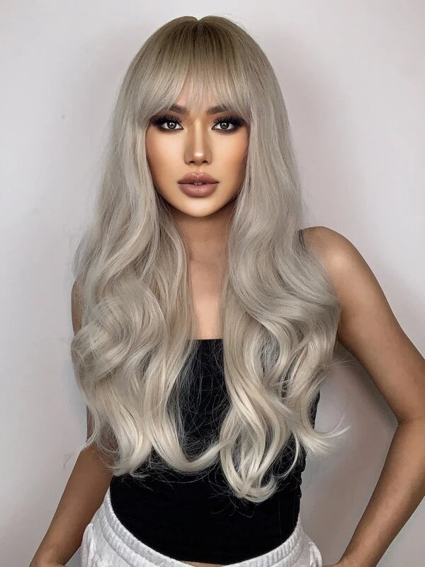 Long Curly Synthetic Wig With Bangs8888