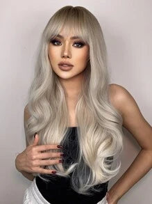 Long Curly Synthetic Wig With Bangs8888