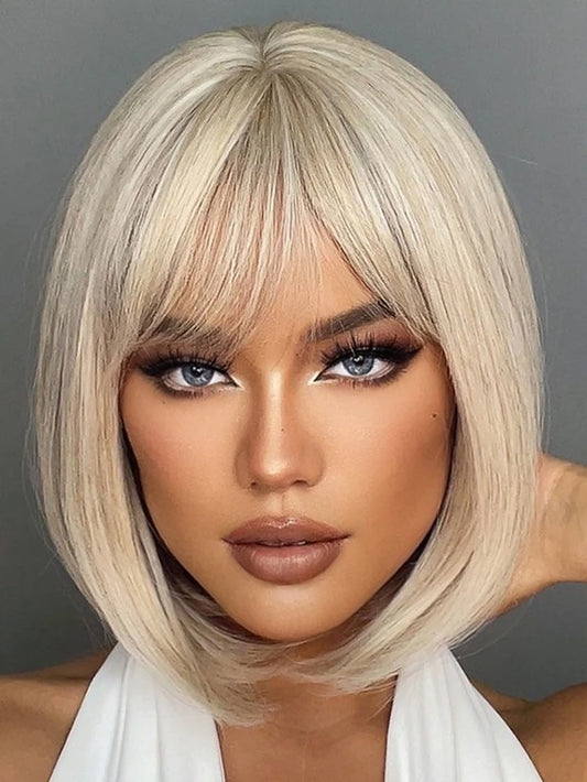 Short Straight Synthetic Wig With Bangs