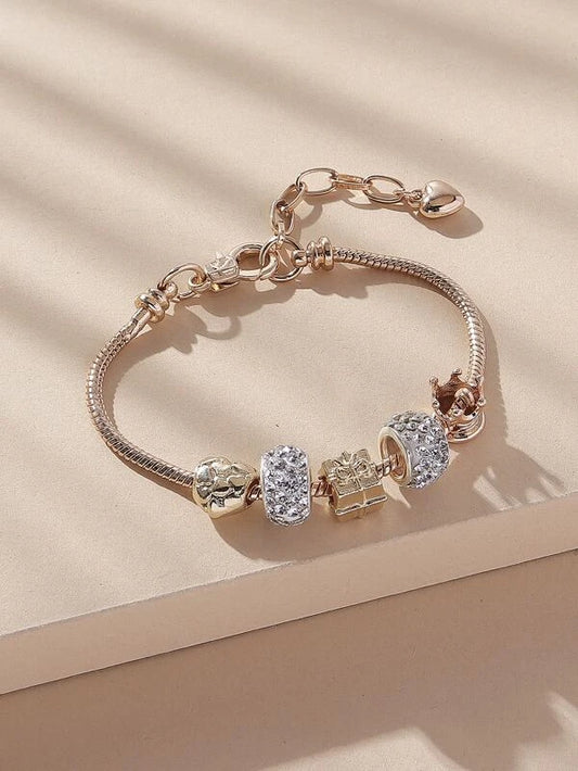 Rhinestone & Crown Decor Bracelet