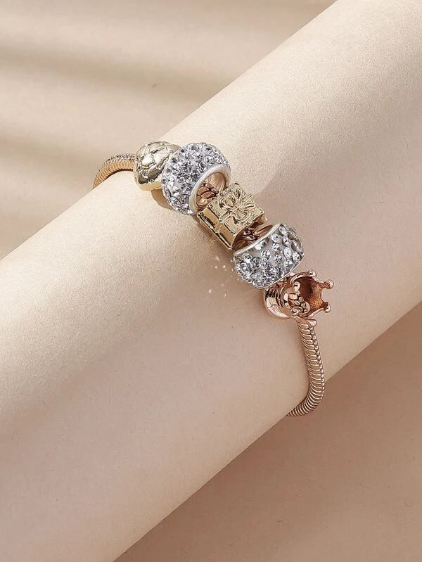 Rhinestone & Crown Decor Bracelet