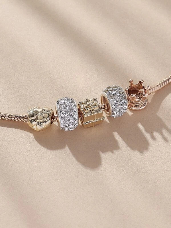 Rhinestone & Crown Decor Bracelet