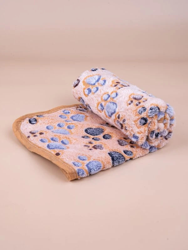 1pc Cartoon Paw Pattern Pet Blanket (S-L)