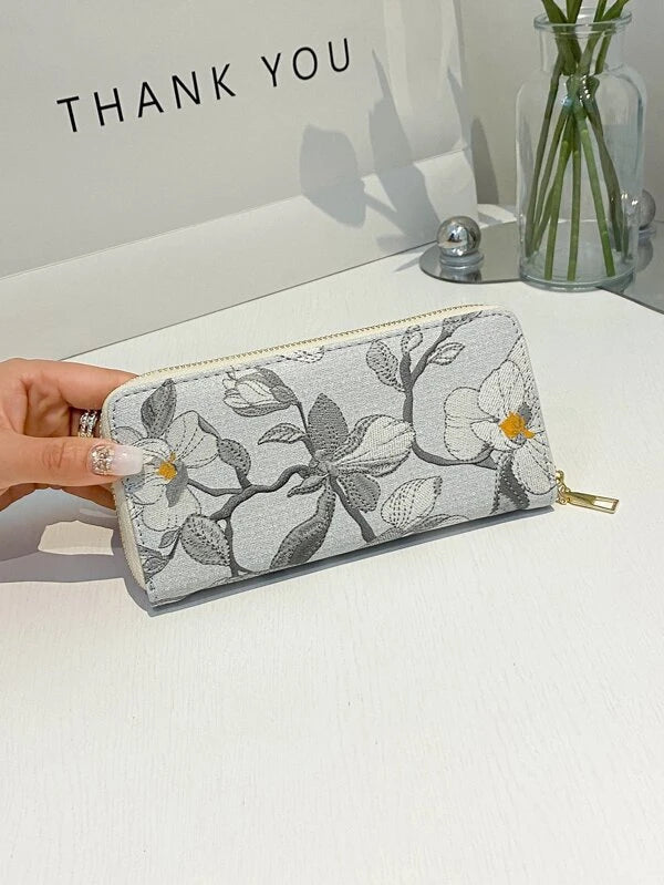 Floral Pattern Long Wallet