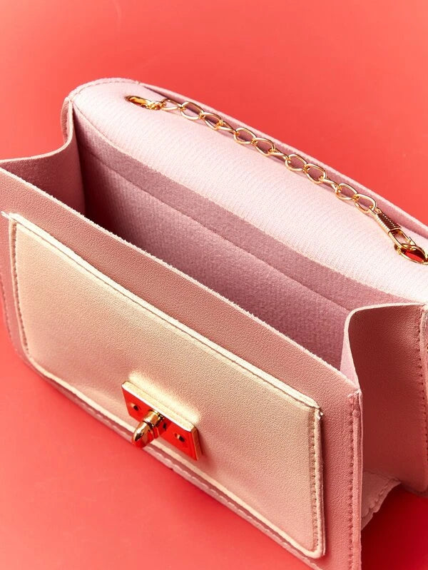 Mini Twist Lock Color Block Flap Lánctáska