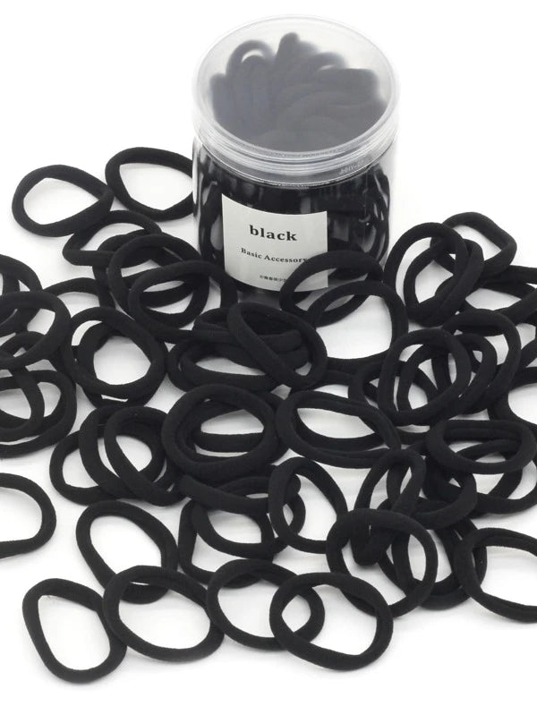 50pcs Solid Hair Tie (PINK / BLACK)