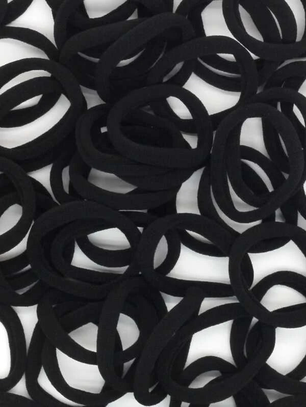 50pcs Solid Hair Tie (PINK / BLACK)