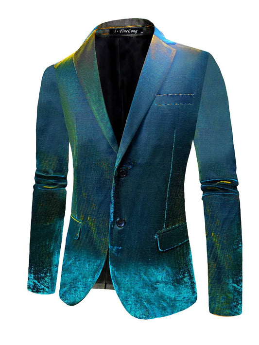 Men Lapel Collar Metallic Single Breasted Blazer