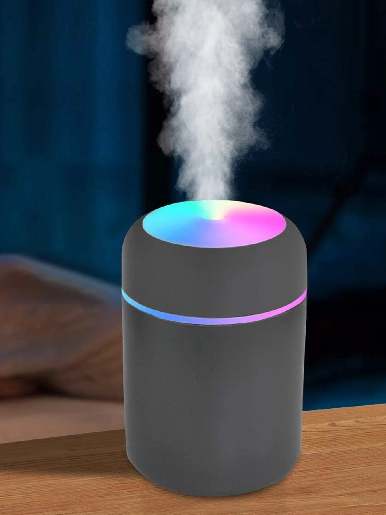 Mini 7 Color Modes Led Humidifier, Dark Grey Desktop USB Humidifier, Portable Mist Small Humidifier