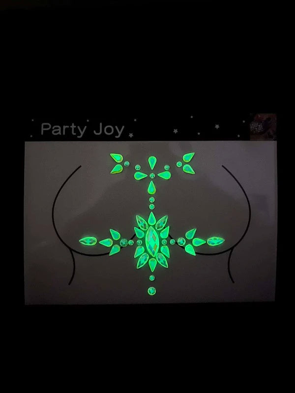 2sheets Luminous Rhinestone Chest Tattoo Sticker