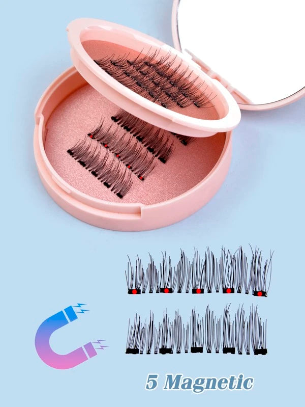 2pairs Magnetic Natural False Eyelashes With Tool