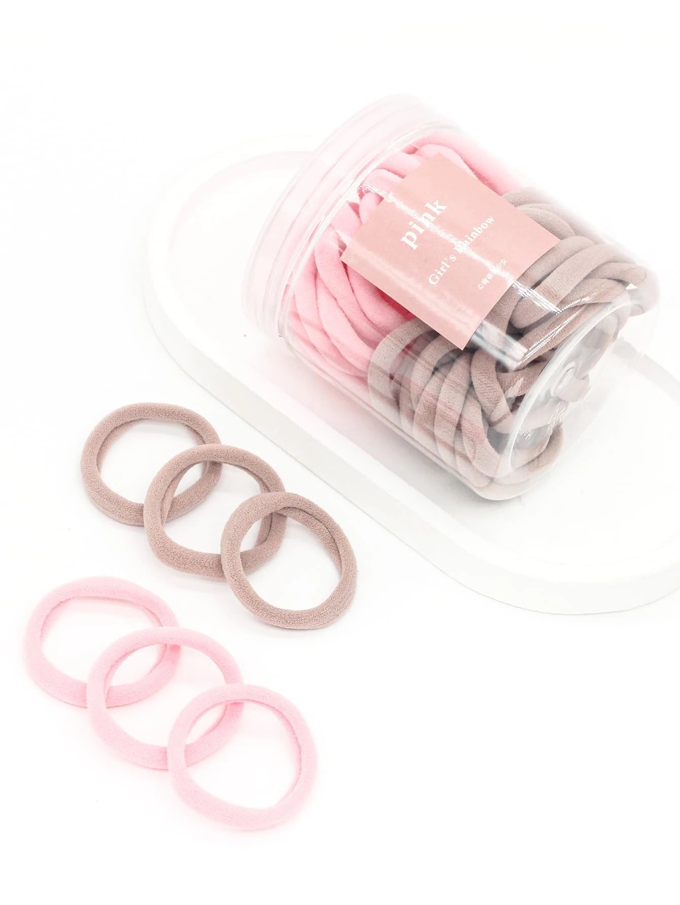 50pcs Solid Hair Tie (PINK / BLACK)