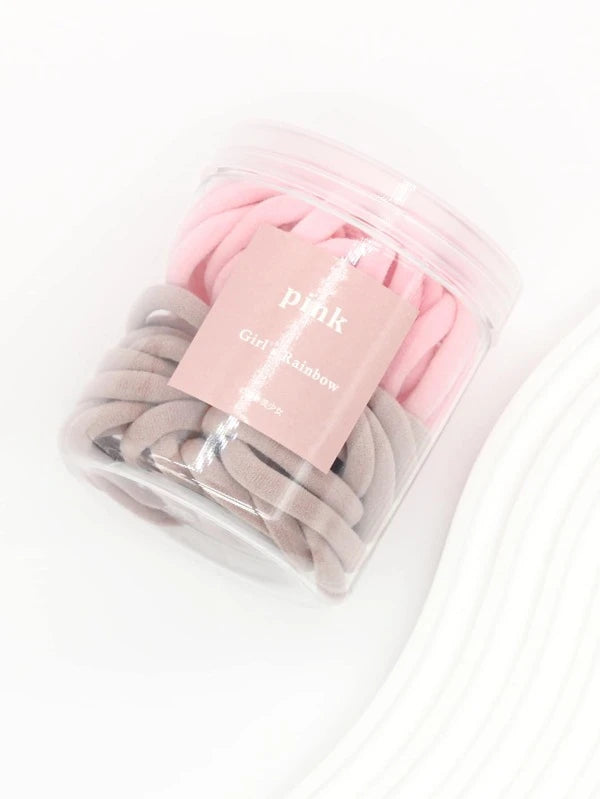 50pcs Solid Hair Tie (PINK / BLACK)