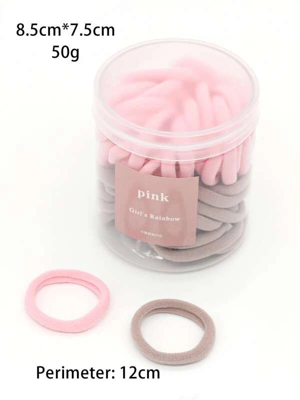 50pcs Solid Hair Tie (PINK / BLACK)