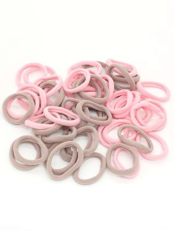 50pcs Solid Hair Tie (PINK / BLACK)