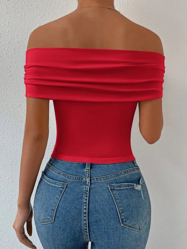 Twist Front Off Shoulder Top