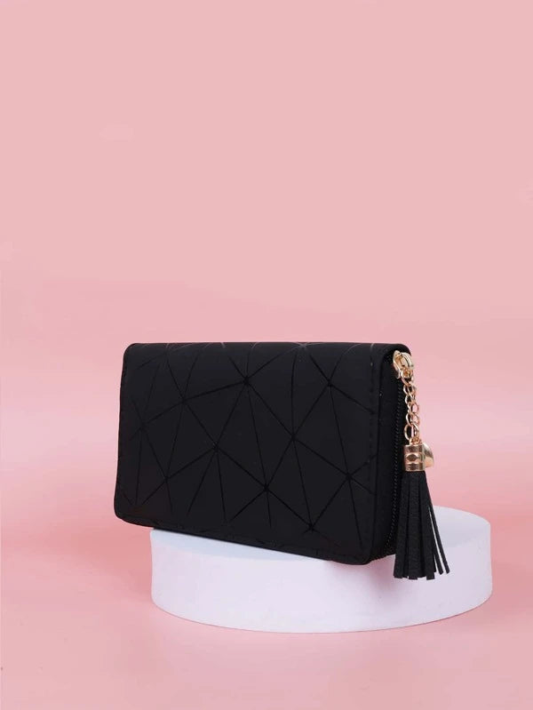 Tassel Decor Geometric Graphic Big Purse