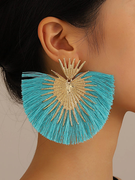 Tassel Drop Earrings bh76  in BLUE / YELLOW / GREEN / BLACK / ORANGE