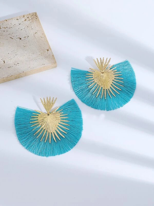 Tassel Drop Earrings bh76  in BLUE / YELLOW / GREEN / BLACK / ORANGE