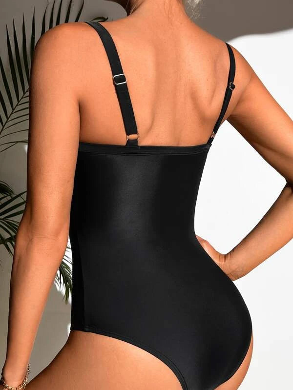 Solid Push Up One Piece Swimsuit S-XL