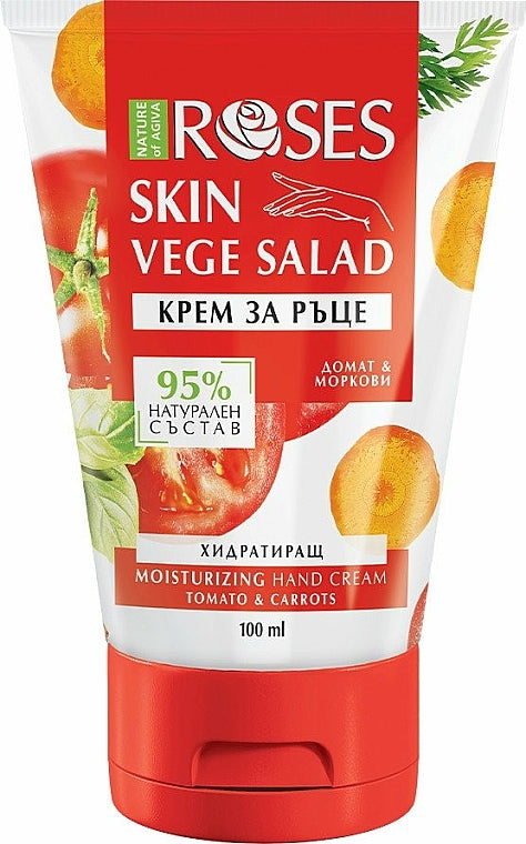 Kézkrém "Sárgarépa és paradicsom" - Nature of Agiva Roses Vege Salad Moisturizing Hand Cream 100 ml