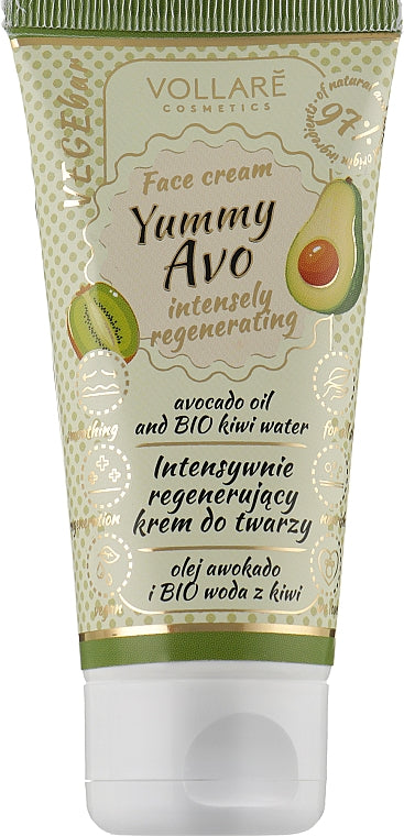 Intenzíven regeneráló arckrém - Vollare Cosmetics VegeBar Yummy Avo Regenerating Cream 50 ml